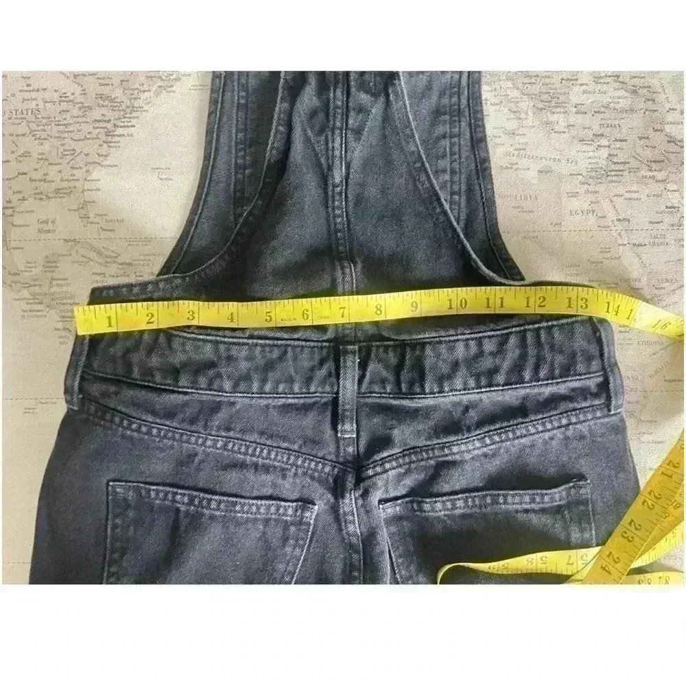 Madewell XXS Black Denim Overall Shorts Shipped via USPS - Picture 7 of 7